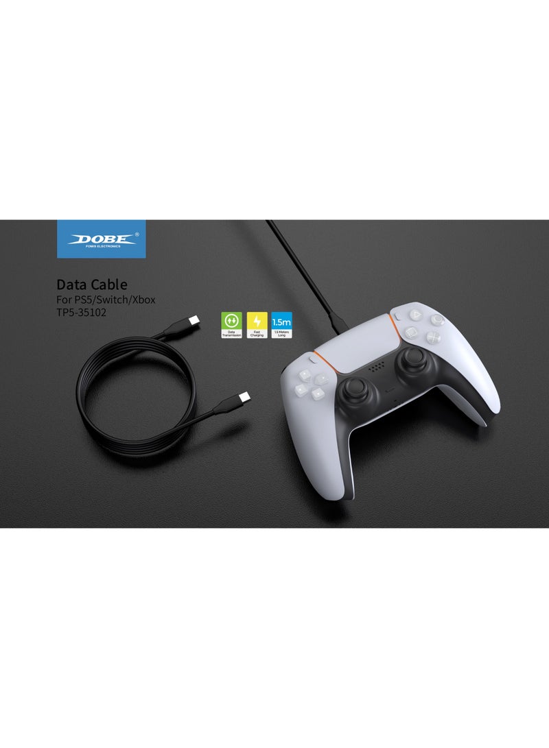 دوبي Charging and Data Cable, Fast Charging, 1.5m, Compatible with PlayStation 5, Black, TP5-35102 - Image 3